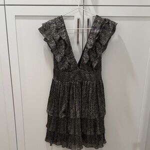 Socialite Black and White Ruffle Mini Dress